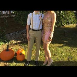 Beaded Pink and Gold Homecoming Dress